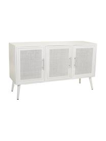 Credenza con ante Cayetana, Maniglie: metallo, Piedini: legno di bambù verniciato, Bianco, Larg. 120 x Alt. 71 cm