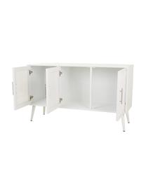 Credenza con ante Cayetana, Maniglie: metallo, Piedini: legno di bambù verniciato, Bianco, Larg. 120 x Alt. 71 cm