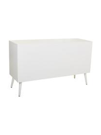 Credenza con ante Cayetana, Maniglie: metallo, Piedini: legno di bambù verniciato, Bianco, Larg. 120 x Alt. 71 cm