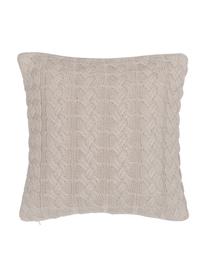 Housse de coussin tricotée 40x40 beige Caleb, 100 % coton peigné, Beige, larg. 40 x long. 40 cm