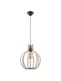 Lampa wisząca z drewna Laranxa, Drewno naturalne, czarny, Ø 30 x W 90 cm