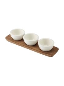 Plateau apéritif avec 3 coupelles en porcelaine Artesano, 4 élém., Blanc, brun