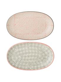 Servierplatten Cécile mit kleinem Muster, L 22 x B 13 cm, 2er-Set, Keramik, Mehrfarbig, 13 x 22 cm