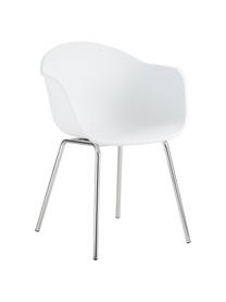 Silla con reposabrazos Claire, Asiento: plástico, Patas: metal galvanizado, Blanco, plata, An 60 x F 54 cm