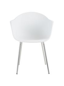 Sedia con braccioli con gambe in metallo Claire, Seduta: materiale sintetico, Gambe: metallo zincato, Bianco, argento, Larg. 60 x Prof. 54 cm