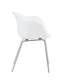 Silla con reposabrazos Claire, Asiento: plástico, Patas: metal galvanizado, Blanco, plata, An 60 x F 54 cm