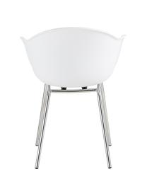 Sedia con braccioli con gambe in metallo Claire, Seduta: materiale sintetico, Gambe: metallo zincato, Bianco, argento, Larg. 60 x Prof. 54 cm