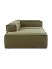 Chaise longue componibile Lennon, Rivestimento: 100% poliestere Con 115.0, Struttura: legno di pino massiccio, , Piedini: plastica, Tessuto verde oliva, Larg. 269 x Prof. 119 cm, schienale a destra