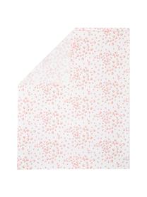 Drap plat en satin de coton Petales, Blanc, tons roses, jaune