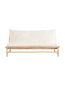 Sofá lounge de bambú Bamslow, Estructura: madera de bambú, Funda: 100% algodón, Blanco, marrón, An 160 x F 87 cm