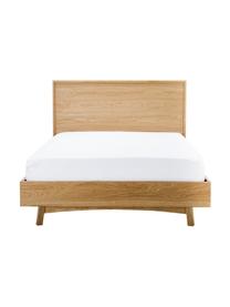 Houten bed Tammy met hoofdeinde, Frame: MDF met eikenhoutfineer, , Poten: massief eikenhout, Eikenhoutkleurig, 140 x 200 cm