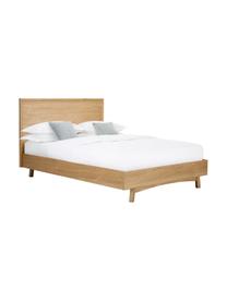 Cama de madera Tamica, con cabecero, Estructura: tablero de fibras de dens, Patas: madera de roble maciza, Roble, An 140 x L 200 cm