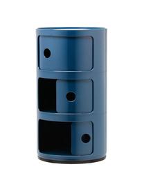 Mesa auxiliar de diseño Componibili, 3 módulos, Plástico con certificado Greenguard, Azul brillante, Ø 32 x Al 59 cm
