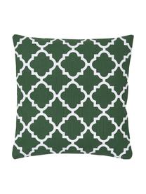 Housse de coussin 45x45 graphique Lana, Vert foncé, blanc