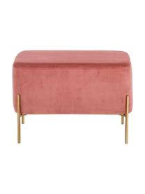 Tabouret large en velours Harper, Corail, couleur dorée