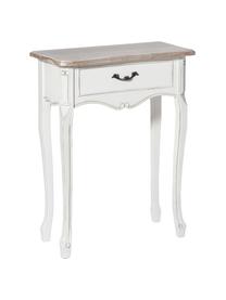 Consolle in legno di paulonia con un cassetto Provenza, Maniglie: metallo, Paralume: beige, bianco Base della lampada: bianco opaco Cavo: bianco, Larg. 60 x Prof. 25 cm