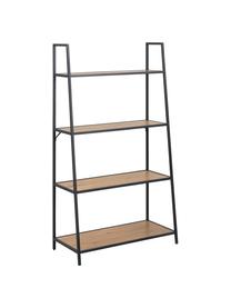 Boekenrek Seaford van hout en metaal, Frame: gepoedercoat metaal, Zwart, 77 x 138 cm