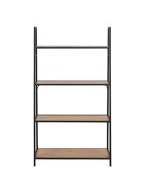 Bücherregal Seaford aus Holz und Metall, Einlegeböden: Mitteldichte Holzfaserpla, Gestell: Metall, pulverbeschichtet, Schwarz, 77 x 138 cm