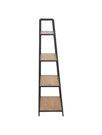 Boekenrek Seaford van hout en metaal, Frame: gepoedercoat metaal, Zwart, 77 x 138 cm