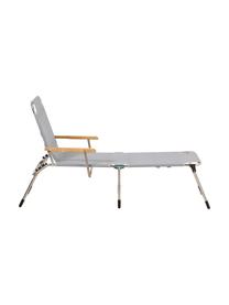 Lettino prendisole con braccioli Amigo, Struttura: alluminio, Rivestimento: tessuto sintetico (resist, Grigio, legno di robinia, Larg. 190 x Prof. 69 cm