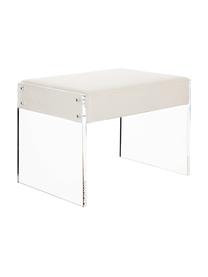 Samt-Hocker Ayden mit Gestell aus Acrylglas, Bezug: Samt (Polyester) 25.000 S, Gestell: Massives Pappelholz, Sper, Beine: Acrylglas, Bezug: BeigeGestell: Transparent, B 61 x H 45 cm