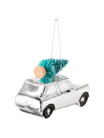 Boomhangersset Christmas Cars, 2-delig, Glas, kunststof, Wit, zilverkleurig, 10 x 7 cm