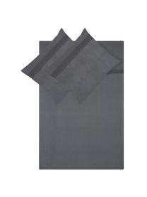 Renforcé dekbedovertrek Simone met versierde zijkant, Weeftechniek: renforcé, Bovenzijde: grijsblauw met kanten rand. Onderzijde: grijsblauw, glad, 140 x 220 cm