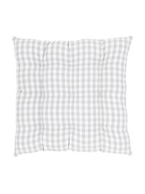 Coussin de chaise vichy Karolin, Gris clair, blanc crème