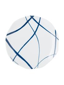 Gemusterte Dessertteller Vassoio in Weiss/Blau, 6er-Set, Porzellan, Blau, Weiss, Ø 20 cm