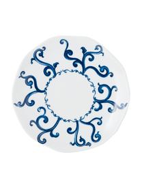 Gemusterte Dessertteller Vassoio in Weiß/Blau, 6er-Set, Porzellan, Blau, Weiß, Ø 20 cm