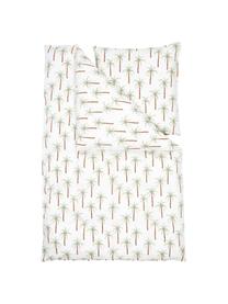 Parure de lit en percale de coton bio motif palmiers Martha, Blanc, motif palmier, larg. 200 x long. 200 cm + 2 taies d'oreiller 80 x 80 cm