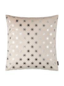 Kissenhülle Cosmos mit silbernen Sternen, Polyester, Sandfarben, Silberfarben, 40 x 40 cm