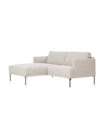 Kleines Ecksofa Fluente, Bezug: 100 % Polyester Der strap, Gestell: Massives Kiefernholz, FSC, Webstoff Hellbeige, B 198 x T 152 cm, Eckteil links