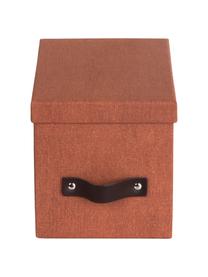 Aufbewahrungsbox Kristina II, 2 Stück, Box: Canvas, fester Karton (10, Griff: Leder, Terrakotta, B 14 x H 15 cm