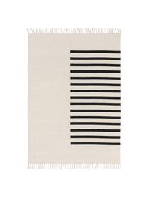 Tappeto Kilim in lana tessuto a mano Neo, 100% lana
Nel caso dei tappeti di lana, le fibre possono staccarsi nelle prime settimane di utilizzo, questo e la formazione di lanugine si riducono con l'uso quotidiano, Crema, nero, Larg. 200 x Lung. 300 cm (taglia L)