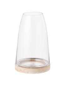 Windlicht Filio, Voet: paulowniahout, Windlicht: glas, Transparant, Ø 16 x H 25 cm