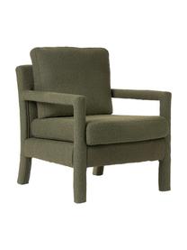 Fauteuil lounge tissu bouclé vert Claudette, Tissu bouclé vert, larg. 65 x prof. 75 cm