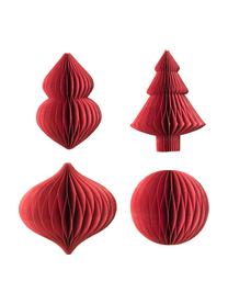 Set ciondoli Christmas-Mix, 4 pz., Carta, Rosso pompeo, Diverse dimensioni