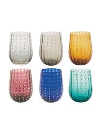 Set 6 bicchieri acqua colorati Shiraz, Vetro soffiato, Multicolore, Ø 7 x Alt. 11 cm