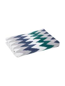 Asciugamano con motivo a zigzag Hanneke, Cotone, Blu, grigio, bianco, verde, Asciugamano per ospiti