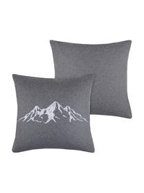 Kissen Charvin in Grau mit Bergmotiv, mit Inlett, Bezug: 95% Polyester, 5% Wolle, Grau, B 45 x L 45 cm