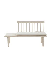 Banc pour enfants avec coussin d'assise Vimmerby, Bois de pin, tissu blanc crème, larg. 90 x prof. 39 cm