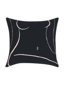 Poszewka na poduszkę Curves, 100% bawełna, Czarny,blady różowy, S 40 x D 40 cm