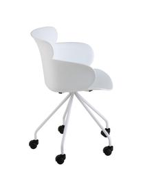 Chaise de bureau en plastique à roulettes Eva, Blanc