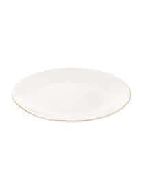 Platos llanos artesanales Allure, 6 uds., Cerámica, Blanco, dorado, Ø 26 cm