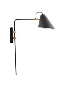 Grande applique murale ajustable avec prise secteur Club, Luminaire : noir Détails : laiton, prof. 46 x haut. 62 cm