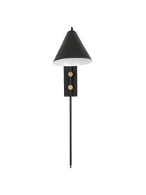 Grande applique murale ajustable avec prise secteur Club, Luminaire : noir Détails : laiton, prof. 46 x haut. 62 cm