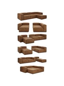 Sofa modułowa ze skóry z recyklingu z pufem Lennon (4-osobowa), Tapicerka: skóra z recyklingu (70% s, Stelaż: lite drewno, sklejka, Nogi: tworzywo sztuczne, Brązowa skóra, S 327 x G 207 cm