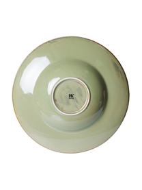 Set de platos de pasta artesanales de porcelana Chef, 4 uds., Porcelana, Verde oliva, Ø 29 cm