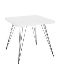 Mesa de comedor pequeña Wolcott, Tablero: fibras de densidad media, Patas: hierro, pintado, Blanco, negro, An 80 x F 80 cm